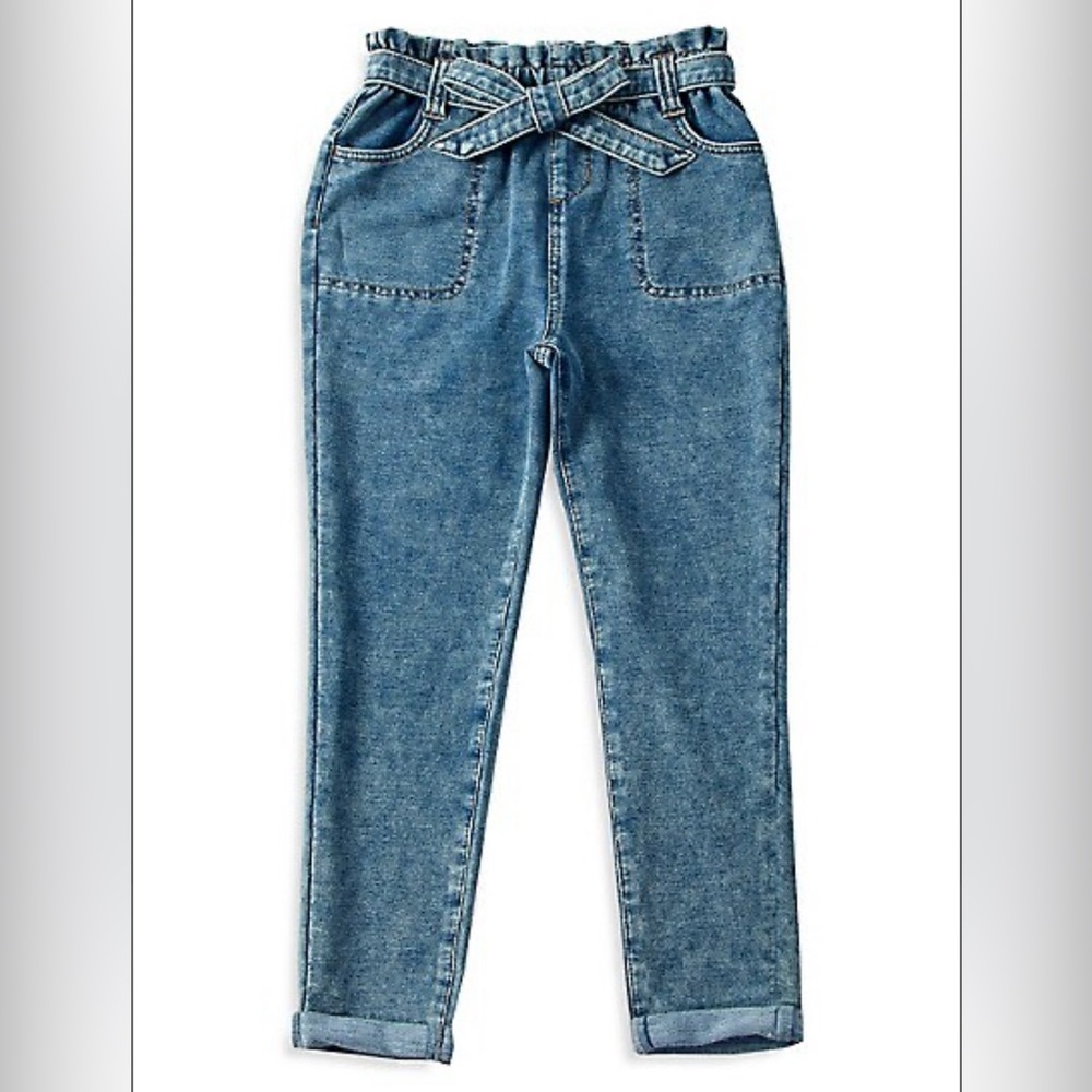 3 for$15 or Girl's Paper Bag Waist Mom Jeans Acid Wash Size 6 EUD
